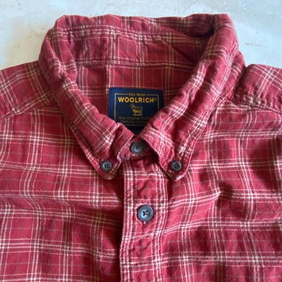 Woolrich Mens Red Plaid Button Down Shirt Flannel Pocket Size X-large - Picture 8 of 12